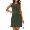 MEROKEETY Women’s Formal Work Mini Dress Casual Summer Sleeveless Elegant Button Bussiness Office Outfits(Green)