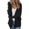 MEROKEETY Women’s Long Sleeve Soft Chunky Knit Sweater Open Front Cardigans Outwear Coat(Bat Black)