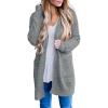 MEROKEETY Women’s Long Sleeve Soft Chunky Knit Sweater Open Front Cardigans Outwear Coat(Grey)