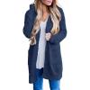 MEROKEETY Women’s Long Sleeve Soft Chunky Knit Sweater Open Front Cardigans Outwear Coat(Navy)
