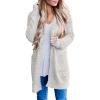 MEROKEETY Women’s Long Sleeve Soft Chunky Knit Sweater Open Front Cardigans Outwear Coat(Off-white)