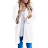 MEROKEETY Women’s Long Sleeve Soft Chunky Knit Sweater Open Front Cardigans Outwear Coat(White)