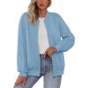 MEROKEETY Womens Long Sleeve Zip Up Sweatshirts Jackets Casual Loose Outwear with Pockets(Blue)
