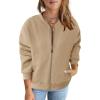 MEROKEETY Womens Long Sleeve Zip Up Sweatshirts Jackets Casual Loose Outwear with Pockets(Khaki)
