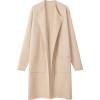 MEROKEETY Women’s Open Front Coatigan Sweater Long Sleeve Casual Knit Lapel Cardigan Coat with Pockets(Apricot)