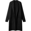 MEROKEETY Women’s Open Front Coatigan Sweater Long Sleeve Casual Knit Lapel Cardigan Coat with Pockets(Black)