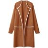 MEROKEETY Women’s Open Front Coatigan Sweater Long Sleeve Casual Knit Lapel Cardigan Coat with Pockets(Block Caramel)
