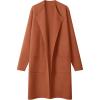MEROKEETY Women’s Open Front Coatigan Sweater Long Sleeve Casual Knit Lapel Cardigan Coat with Pockets(Caramel)