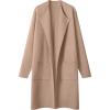 MEROKEETY Women’s Open Front Coatigan Sweater Long Sleeve Casual Knit Lapel Cardigan Coat with Pockets(Khaki)