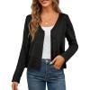 MEROKEETY Women’s Open Front Lightweight Cardigan 2026 Summer Casual Long Sleeve Button Beach Cover Up Tops(Black)
