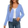 MEROKEETY Women’s Open Front Lightweight Cardigan 2026 Summer Casual Long Sleeve Button Beach Cover Up Tops(Blue)