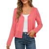 MEROKEETY Women’s Open Front Lightweight Cardigan 2026 Summer Casual Long Sleeve Button Beach Cover Up Tops(Coral Red)