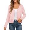 MEROKEETY Women’s Open Front Lightweight Cardigan 2026 Summer Casual Long Sleeve Button Beach Cover Up Tops(Light Pink)