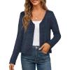MEROKEETY Women’s Open Front Lightweight Cardigan 2026 Summer Casual Long Sleeve Button Beach Cover Up Tops(Navy)