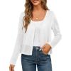 MEROKEETY Women’s Open Front Lightweight Cardigan 2026 Summer Casual Long Sleeve Button Beach Cover Up Tops(White)