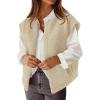 MEROKEETY Women’s Sleeveless Sherpa Lined Vest 2026 Oversized Outerwear with Pockets(Apricot)