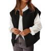 MEROKEETY Women’s Sleeveless Sherpa Lined Vest 2026 Oversized Outerwear with Pockets(Black)