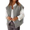 MEROKEETY Women’s Sleeveless Sherpa Lined Vest 2026 Oversized Outerwear with Pockets(Darkgrey)