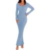 MEROKEETY Women’s Winter Spring Long Sleeve Bodycon Sweater Dress 2026 Fall Square Neck Ribbed Knit Party Maxi Dresses(Grey Blue)