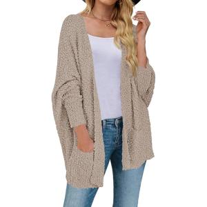 MEROKEETY Women’s 2026 Winter Fuzzy Popcorn Batwing Sleeve Cardigan Knit Oversized Sherpa Sweater Coat(Cashmere)