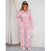 MEROKEETY Women’s Lounge Sets 2026 Fall Fashion 2 Piece Outfits Sweater Pajama Set Fuzzy Loungewear Matching Winter Clothes(Bowpink)