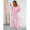 MEROKEETY Women’s Lounge Sets 2026 Fall Fashion 2 Piece Outfits Sweater Pajama Set Fuzzy Loungewear Matching Winter Clothes(Bowpink)
