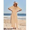 MEROKEETY Summer Spring Maxi Dresses for Women 2026 Beach Vacation Casual Short Sleeve Long T Shirt Dress with Pockets(Apricot)