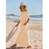 MEROKEETY Summer Spring Maxi Dresses for Women 2026 Beach Vacation Casual Short Sleeve Long T Shirt Dress with Pockets(Apricot)