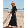 MEROKEETY Summer Spring Maxi Dresses for Women 2026 Beach Vacation Casual Short Sleeve Long T Shirt Dress with Pockets(Black)