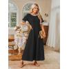 MEROKEETY Summer Spring Maxi Dresses for Women 2026 Beach Vacation Casual Short Sleeve Long T Shirt Dress with Pockets(Blackcombo)