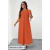 MEROKEETY Summer Spring Maxi Dresses for Women 2026 Beach Vacation Casual Short Sleeve Long T Shirt Dress with Pockets(Brickred)