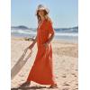 MEROKEETY Summer Spring Maxi Dresses for Women 2026 Beach Vacation Casual Short Sleeve Long T Shirt Dress with Pockets(Brickred)