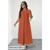 MEROKEETY Summer Spring Maxi Dresses for Women 2026 Beach Vacation Casual Short Sleeve Long T Shirt Dress with Pockets(Caramel)