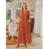 MEROKEETY Summer Spring Maxi Dresses for Women 2026 Beach Vacation Casual Short Sleeve Long T Shirt Dress with Pockets(Caramel)