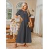 MEROKEETY Summer Spring Maxi Dresses for Women 2026 Beach Vacation Casual Short Sleeve Long T Shirt Dress with Pockets(Charcoal)