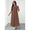 MEROKEETY Summer Spring Maxi Dresses for Women 2026 Beach Vacation Casual Short Sleeve Long T Shirt Dress with Pockets(Coffee)