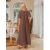 MEROKEETY Summer Spring Maxi Dresses for Women 2026 Beach Vacation Casual Short Sleeve Long T Shirt Dress with Pockets(Coffee)