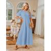 MEROKEETY Summer Spring Maxi Dresses for Women 2026 Beach Vacation Casual Short Sleeve Long T Shirt Dress with Pockets(Dustyblue)