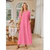 MEROKEETY Summer Spring Maxi Dresses for Women 2026 Beach Vacation Casual Short Sleeve Long T Shirt Dress with Pockets(Dustypink)