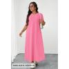 MEROKEETY Summer Spring Maxi Dresses for Women 2026 Beach Vacation Casual Short Sleeve Long T Shirt Dress with Pockets(Dustypink)
