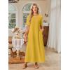 MEROKEETY Summer Spring Maxi Dresses for Women 2026 Beach Vacation Casual Short Sleeve Long T Shirt Dress with Pockets(Ginger)
