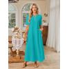 MEROKEETY Summer Spring Maxi Dresses for Women 2026 Beach Vacation Casual Short Sleeve Long T Shirt Dress with Pockets(Lakegreen)