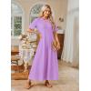 MEROKEETY Summer Spring Maxi Dresses for Women 2026 Beach Vacation Casual Short Sleeve Long T Shirt Dress with Pockets(Lavender)