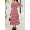MEROKEETY Summer Spring Maxi Dresses for Women 2026 Beach Vacation Casual Short Sleeve Long T Shirt Dress with Pockets(Multicolor)
