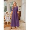 MEROKEETY Summer Spring Maxi Dresses for Women 2026 Beach Vacation Casual Short Sleeve Long T Shirt Dress with Pockets(Purple)