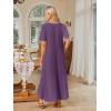 MEROKEETY Summer Spring Maxi Dresses for Women 2026 Beach Vacation Casual Short Sleeve Long T Shirt Dress with Pockets(Purple)