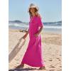 MEROKEETY Summer Spring Maxi Dresses for Women 2026 Beach Vacation Casual Short Sleeve Long T Shirt Dress with Pockets(Rose)