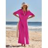 MEROKEETY Summer Spring Maxi Dresses for Women 2026 Beach Vacation Casual Short Sleeve Long T Shirt Dress with Pockets(Rose)