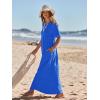 MEROKEETY Summer Spring Maxi Dresses for Women 2026 Beach Vacation Casual Short Sleeve Long T Shirt Dress with Pockets(Royalblue)