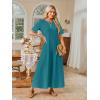 MEROKEETY Summer Spring Maxi Dresses for Women 2026 Beach Vacation Casual Short Sleeve Long T Shirt Dress with Pockets(Teal)